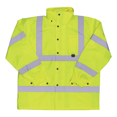 Boss Hi-Vis Rain Jacket, Polyester, Hi-Vis Yellow, M 3NR6000M